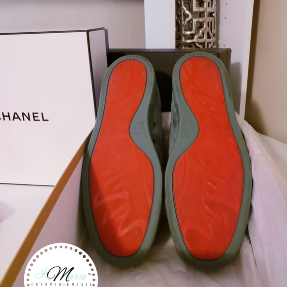 Authentic Christian Louboutin Louis Junior Spikes Flat Veau Velours/GG - Picture 6 of 12